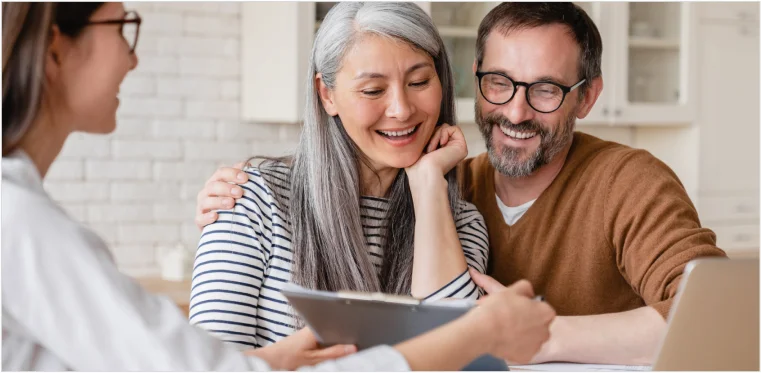 Couple watching something on tablet